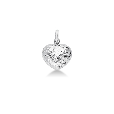 Colgante corazón en oro blanco diamantado 18K