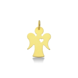 Colgante de ángel de oro amarillo de 18 k con corazón.