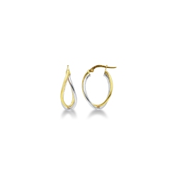 Pendientes ovalados entrelazados en oro blanco y amarillo