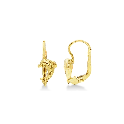 Pendientes de aro con delfín en oro amarillo 18k