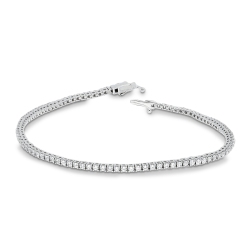 Pulsera Tennis para Mujer en Oro Blanco 18k con Circonitas, 18 cm
