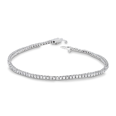 Pulsera Tennis para Mujer en Oro Blanco 18k con Circonitas, 18 cm