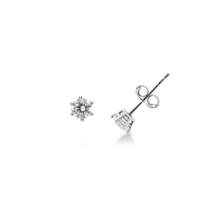 Pendientes de garra en oro blanco 18k con circonitas