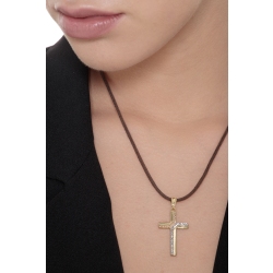 Colgante cruz en oro blanco, rosa y amarillo diamantado 2