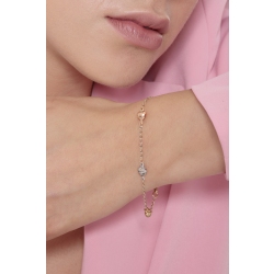 Pulsera en oro tricolor 18k con corazones y diamantes 2