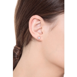 Pendientes de botón en oro blanco 18k con circonitas 0,5 cm 2