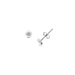 Pendientes de botón en oro blanco 18k con circonitas 0,5 cm