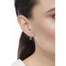 Pendientes ovalados en oro blanco de 18k diamantado 2