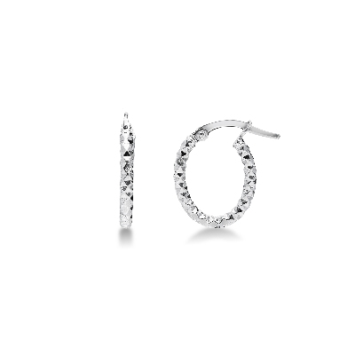 Pendientes ovalados en oro blanco de 18k diamantado