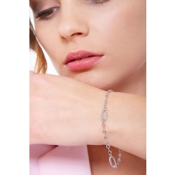 Pulsera eslabones cadena y óvalos oro blanco 18K 2