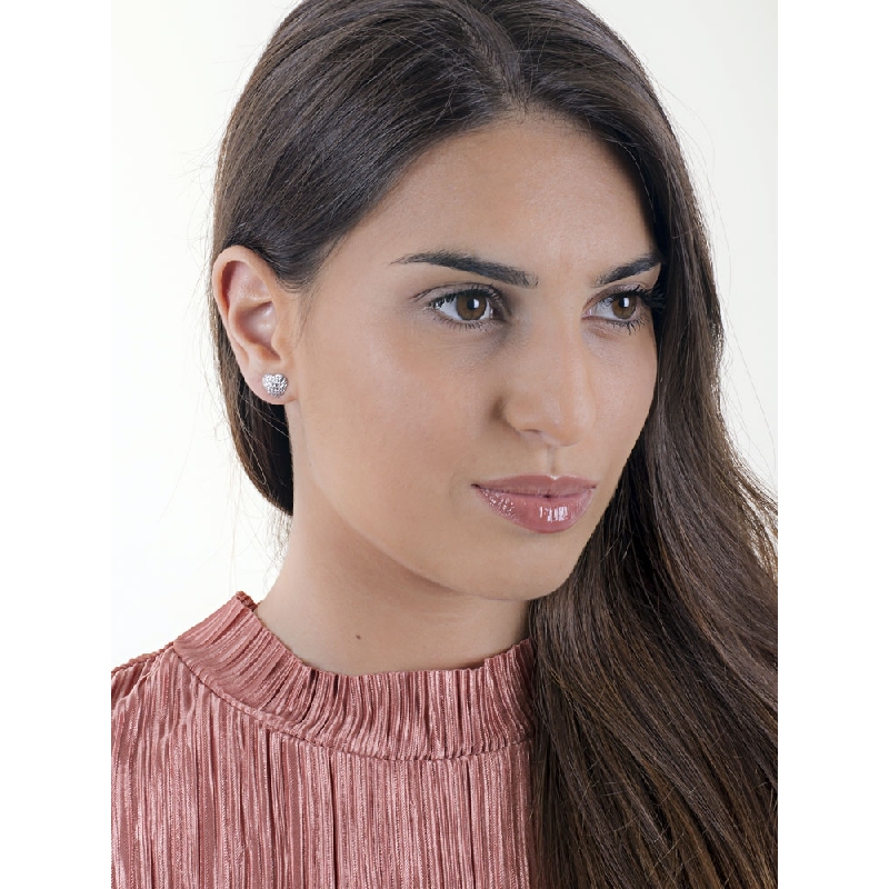 Pendientes Corazón diamantados en Oro Blanco 18k