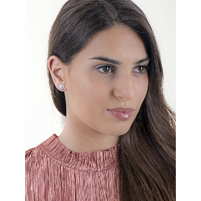 Pendientes Corazón diamantados en Oro Blanco 18k