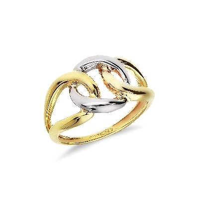 Anillo para mujer en oro blanco y amarillo 18k