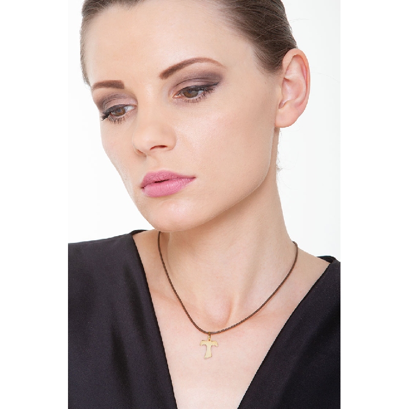 Colgante Cruz Tau Oro Amarillo 18k