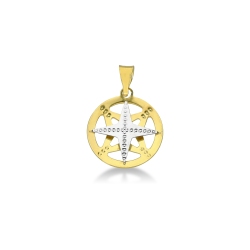 Colgante en oro blanco y amarillo de 18k con rosa de los vientos