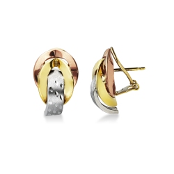 Pendientes entrelazados en tres oros de 18k