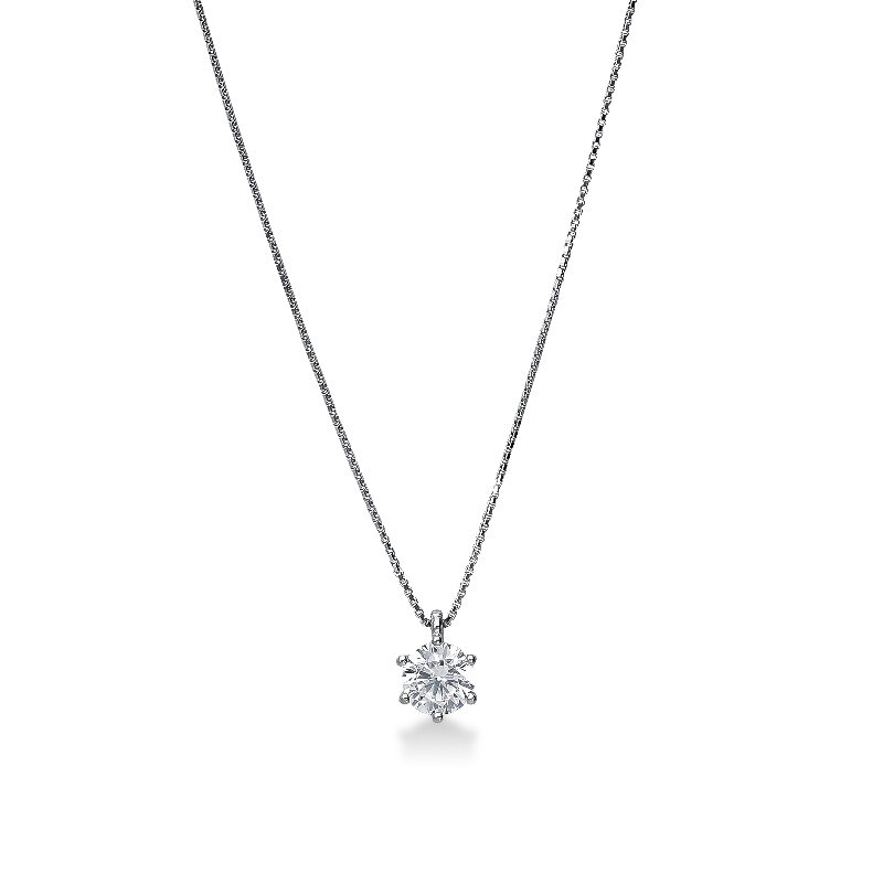 Collar punto de luz en oro blanco 18K con circonita central