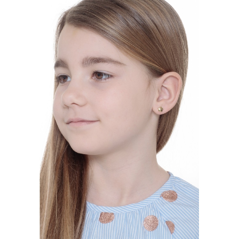 Pendientes de oro amarillo de 18k flor