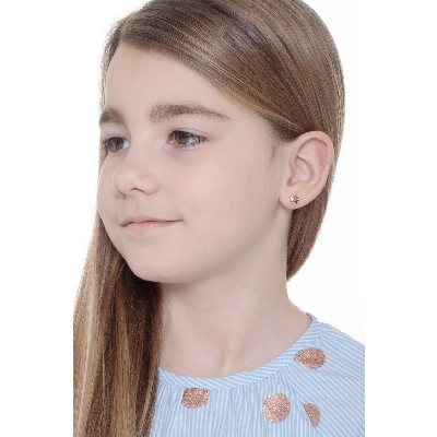 Pendientes de oro amarillo de 18k flor