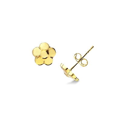 Pendientes de oro amarillo de 18k flor