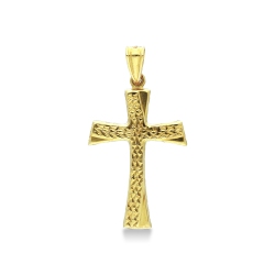 Colgante cruz en oro amarillo de 18k diamantado