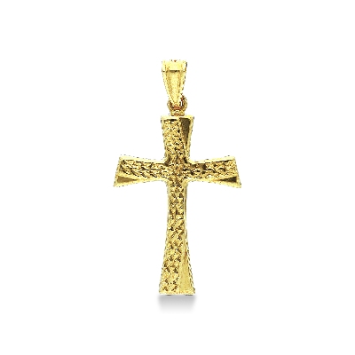  Colgante cruz en oro amarillo de 18k diamantado