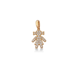 Colgante niña en oro rosa con pavé de circonitas