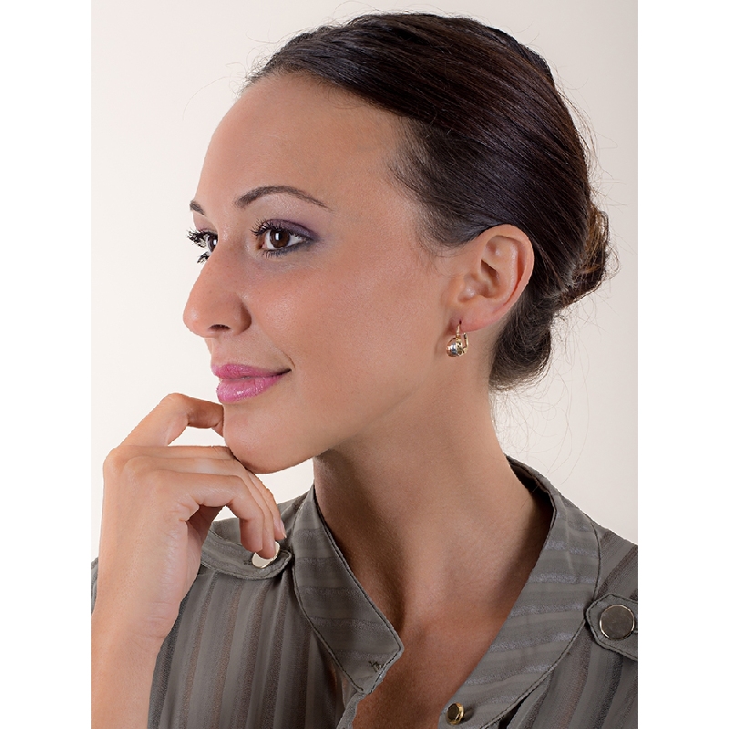 Pendientes de semicírculo diamantados en oro amarillo, blanco y rosa de 18k Pendientes de semicírculo diamantados en oro amarillo, blanco y rosa de 18k