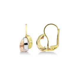 Pendientes de semicírculo diamantados en oro amarillo, blanco y rosa de 18k