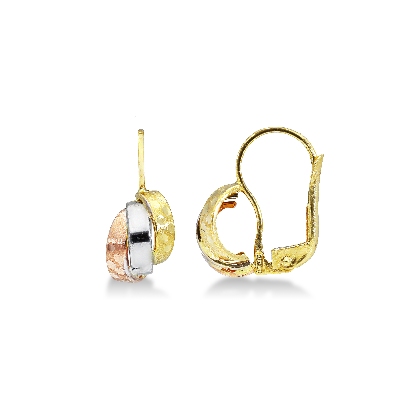 Pendientes de semicírculo diamantados en oro amarillo, blanco y rosa de 18k