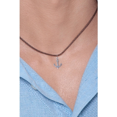 Colgante Ancla en oro blanco 18k, 1,5 cm