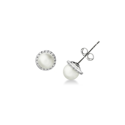 Pendientes de oro blanco de 18 quilates con perlas y circonitas