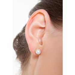 Pendientes de oro amarillo de 18 quilates con perlas y circonitas 2